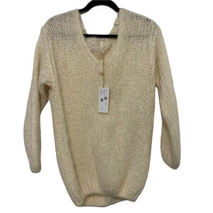 nwt‎ Elan Oversize Minimal White Cream Classic Sweater Med No Material Size Tag
